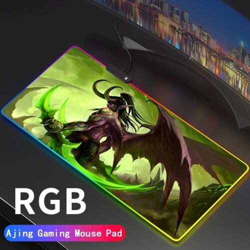Anime World of Warcraft Colorful Gaming RGB WOW LED Light Mouse Mat Computer Soft Mousepad Anti-slip Mouse Pad Keyboard Desk Mat