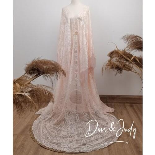 DON&JUDY 2021 Pink Lace Maternity Dresses with Tassel Women Floor Length Party Prom Wedding Baby Shower Gown Dress Plus Size