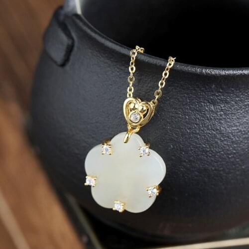 S925 silver inlaid natural ms hetian plum character high-grade pendant hanging pendant