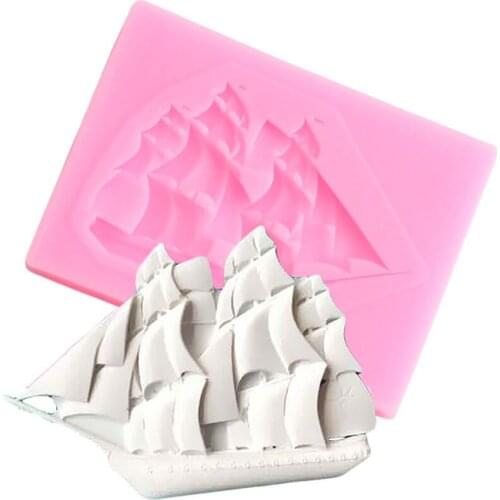 Sailboat Silicone Mold Cupcake Topper Fondant Mould Cake Decorating Tools Chocolate Gumpaste Molds Resin Clay Candy Moulds
