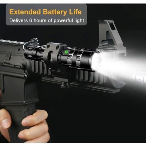 Tactical Flashlight Rifle Green LED Flashlight USB Rechargeable Waterproof Super Bright Green Hunting Illuminator Piccanitin