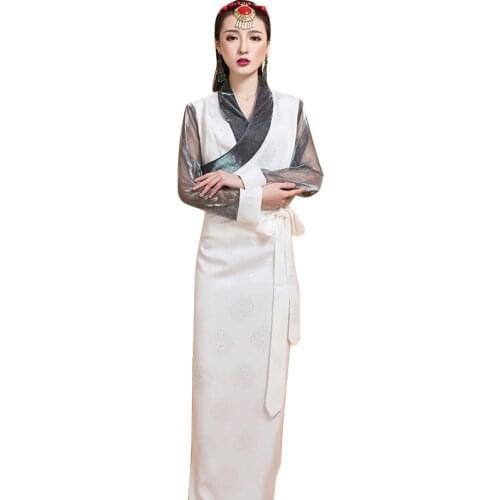 Traditional Tibetan Women Clothing Nepal Tibet Tourist costumes New Bora Ando Tibetan Long Robe Ethnic style Lhasa Gown Dress