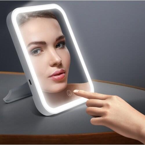 Smart Desktop Table Vanity Makeup Mirror with Light Led Cosmetic Mirror Make-up Portable Compact Backlight Folding Small Mirrors