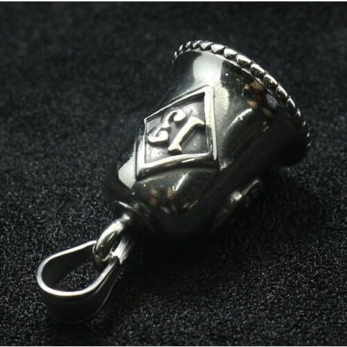 Unisex 316L Stainless Steel Biker Silver-Color 13 Skull Bell Pendant