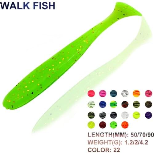 WALK FISH 50PCS 55mm/70mm/90mm Soft Fishing Lure Silicone Fishing Lure With Box Wobbler Awaruna Fishing Baits Fishing Tools