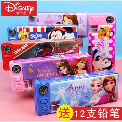 Disney Princess stationery box cartoon multi-function double-layer pencil case large capacity storage box school supplies gift