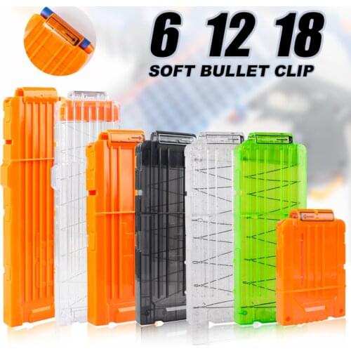 6-12-18 Orange Reload Clip For Nerf Magazine Round Darts Replacement Toy Gun Soft Bullet Clip For Nerf Blaster arma de brinquedo