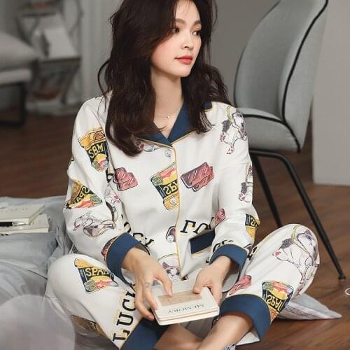 Women Sleepwear Spring and Autumn Cotton Comfortable Sleepwear Womens Pajamas The Home Suit Thin Section Women Nightgowns