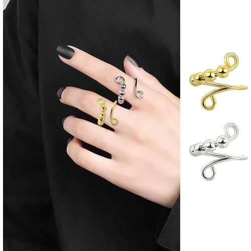 Rings For Women Circle Spiral Ins Style Free Rotation Anti-stressRing Fashion Adjustable Spiral Geometric Three-dimensional