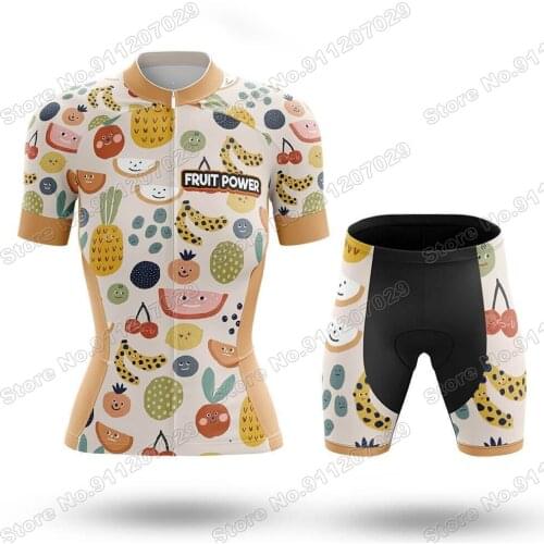 2021 Fruit Power Women Cycling Jersey Set Summer Clothing Road Bike Shirts Suit Bicycle Bib Shorts MTB Wear Maillot Ropa