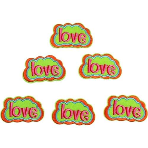 10pcs Iron On Love Patches Embroidery Stickers DIY Sewing Clothes Badge Fabric Appliques for Jeans Bags Backpack Hats Pants