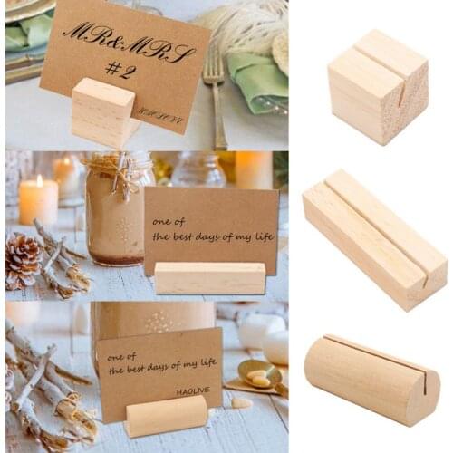 10pcs Wooden Place Card Holders Base Name Card Table Picture Holder For Wedding Christmas Banquet Decorations
