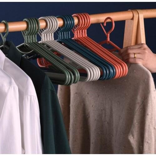 10pcs/lot 39.2cm Plastic Windproof Clothes Hangers with Rotatable Hook Thickened Anti-skid Shoulder Traceless Adult Coat Hangers