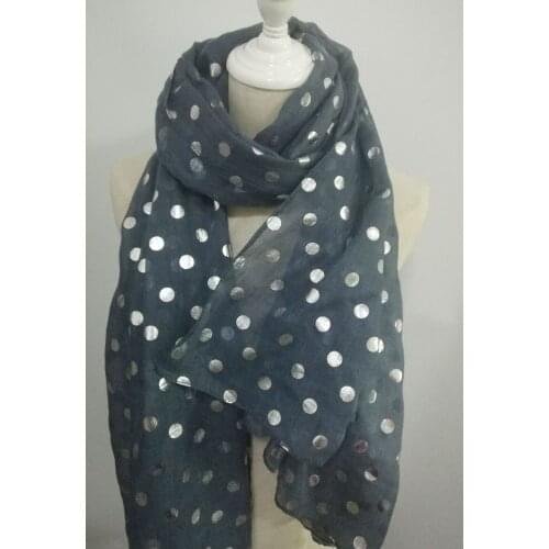 2017 New Dot Foil Print Scarf Women Silver Spot Foil Pattern Scarf Beautiful Wraps Shawl Scarves Trendy Hijab Free Shipping