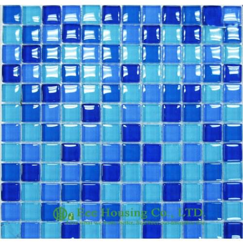300mm*300mm Crystal Mosaic Tile For Swimming Pools, Blue Color,Decorative Glass Crystal Mosaic Tile for House Decoration