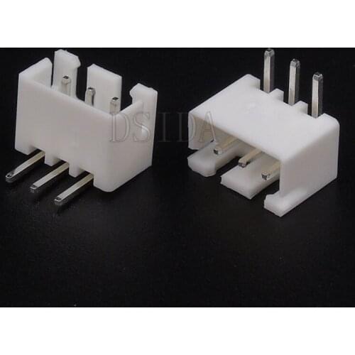 50PCS XH2.54 Pitch 3 Pin 3P 2.54MM Connector 90 degrees Bend Curved Needle Seat Socket 3Pin Plastic Shell With Needle For PCB