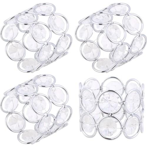 8 Pcs Metal Napkin Rings Sparkly Crystal Napkin Holders Wedding Centerpieces Napkin Rings Romantic Napkin Buckles (Silver)