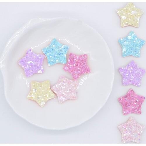 50Pcs 20mm Glitter Star Applique for Handmade Hat Crafts Ornament DIY Baby Headdress BB Clips Bow Decor Accessories Patches P32