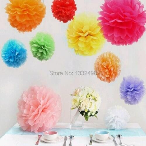 Free Shipping by DHL 100 pcs 8'' 20cm Tissue Paper Pom Poms Paper Flowers For-Wedding Modern Festive Party Supplies decoration