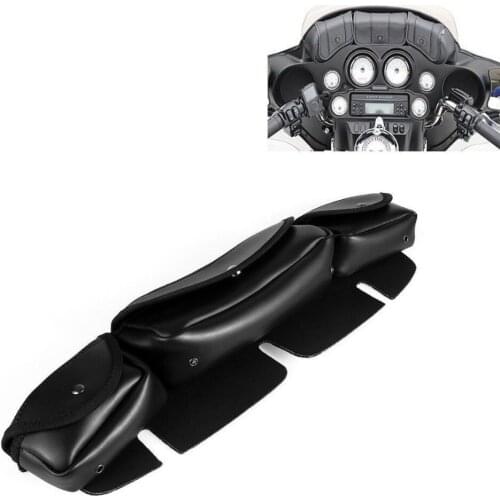 3 Pocket Black Windshield Saddle Fairing Pouch Bag For 1996-2013 Harley Electra Street Glide Trike Touring Bike