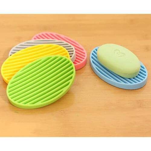 Colorful Silicone Flexible Soap Dishes Holder Bathroom Soap Box Plate Tray Shower Sponge Shelf Drain NonSlip Storage Basket Tool