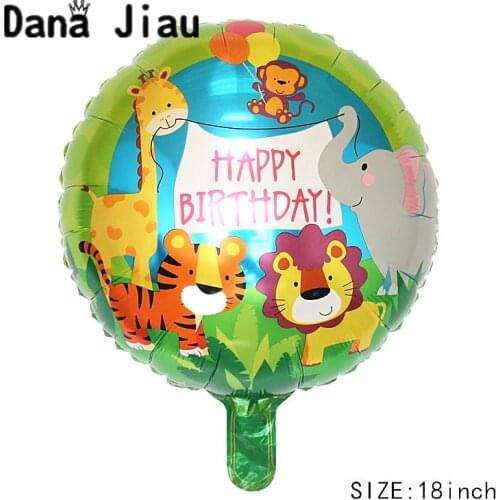 DanaJiau forest animal theme balloon baby happy birthday party foil ball pink rabbit pig monkey back to school helium ball toy