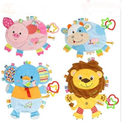 Baby Clam Plush Comfort Doll Label Towel Rattles Bb Device Multifunctional Toys Baby Towel L0141