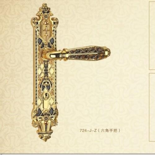 85MM CENTRAL DISTANCE ZINC ALLOY MATERIAL HOLLOW SPLIT DOOR LOCK GOLD COLOR