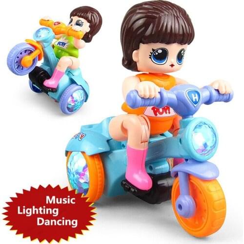 Electric Tricycle 360 Degree Rotating Stunt Gril Riding Bicycle Music Lighting Kids Baby Toy Gift