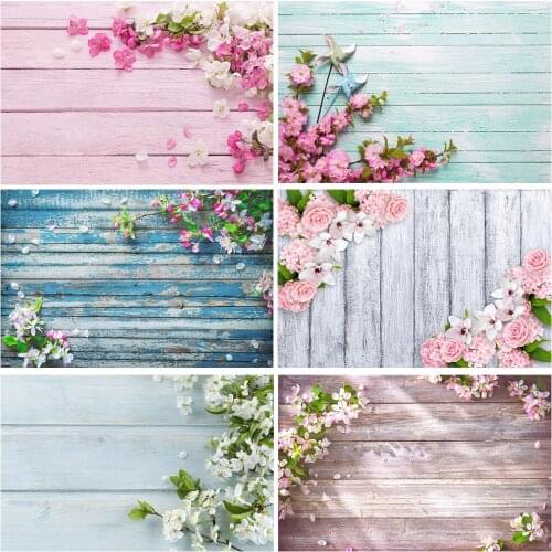 Flower Wood Board Backdrop Floor Plank Wooden Newborn Baby Shower Photography Background Birthday Sunshine Photocall