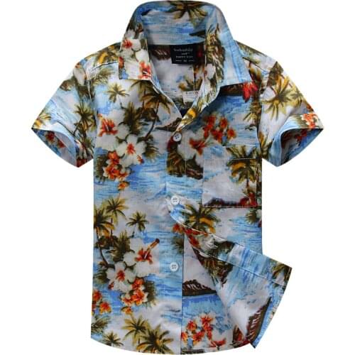 Cotton 100% floral shirt hawaiian shirt aloha shirt for boy T1518