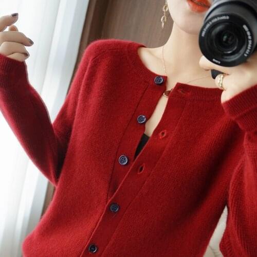 Hot Sale Spring Autumn Winter 2021New Fashion Cashmere Sweater Womens O-Neck Cardigan Coat Female Loose Large Size Knitted Tops