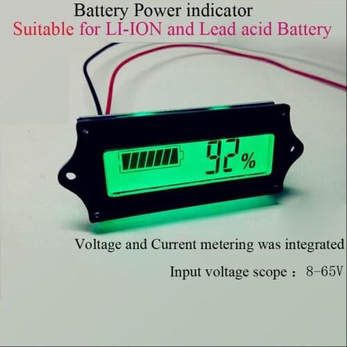 12V 24V,36V ,48V li-ion battery or VRLA battery power indicator suitable for 1s to 15S Lithium battery voltage and current meter