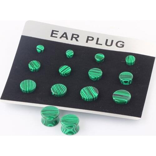 JUNLOWPY 7 Cards 84pcs Double Flared Stone 0g Tunnel Gauge Ear Plugs Expander Piercing Earring Stretchering Body Jewelry 2g-5/8"