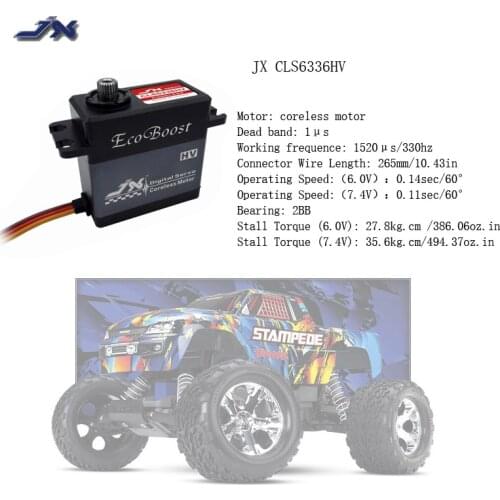 JX CLS6336HV 6.0V-7.4V Digital Metal Gear Coreless Motor HV Servo 36kg Torque Aluminums Case for 1/8 RC Car Fixed-Wing Aircraft