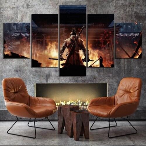 Wall Paintings 5 Piece SEKIRO Shadows Die Twice Canvas Paintings Ninja Pictures for Living Room Home Decor Game Poster Artwork