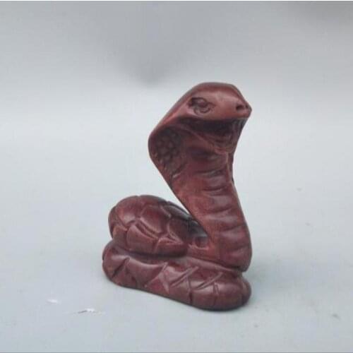 Chinese wood carving snake small statue