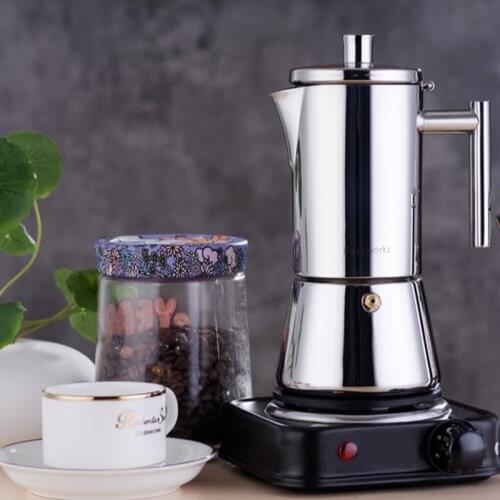 Italian Style Coffee Maker Moka Pot Stainless Steel Coffee Pot Espresso Machine 300ML Suitable for Induction Cooker Gas Heating