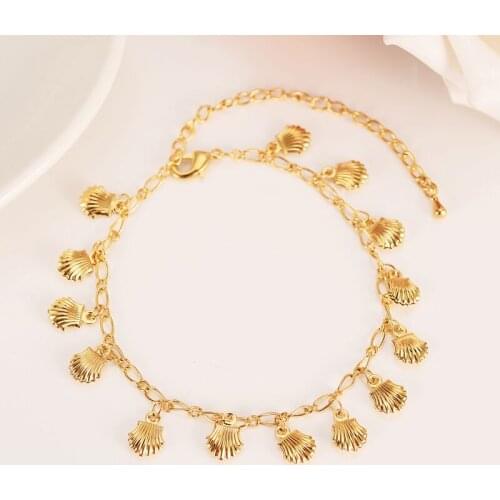 Korean Fashion Fine 18 k Solid fine G/F gold Unlimited Charm Multi-element Bracelet lengthen Size length Anklet Summer Style Bea