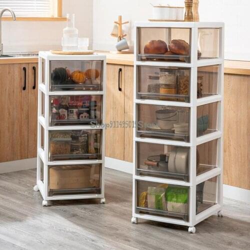 Kitchen Floor Shelf Tableware Storage Artifact Organize Drawer Kitchen Cabinet Storage Shelf Multi-layer Storage Cabinet