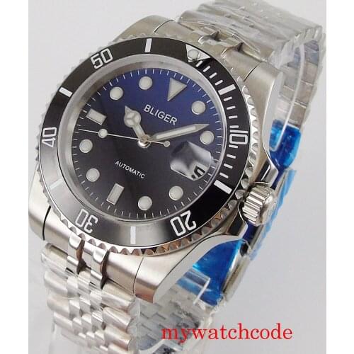 BLIGER 40mm 24 jewels mechanical automatic men watch NH35 MIYOTA 8215 movement calendar sapphire crystal jubilee strap
