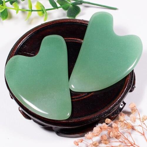 Natural Jade Stone Green Aventurine Guasha Heart Shape Scraper Acupuncture Body Massager Health Care Beauty Massage Tool