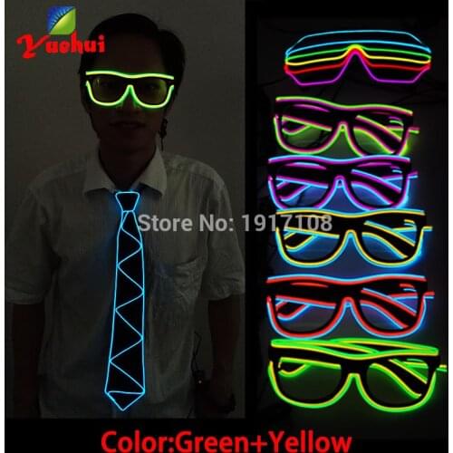 2021NEW Style Powered By DC-3V Steady on Driver EL Wire Tow color Glasses Flexible Neon Cold Light Sun Glasses Party Decoration