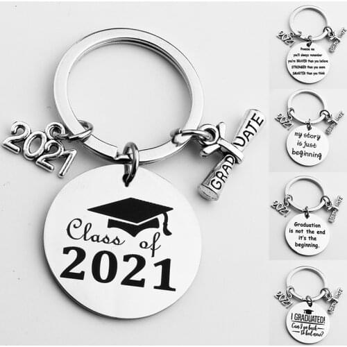 Graduation Gift Keyrings Keychain Graduation Cap Class Of 2021 Bag Pendant Jewelry Key Holder Stainless Fashion Accessories