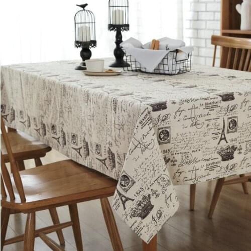 Fabric Tower printed Table Cloth Cotton Linen coffee rectangular Tablecloth Dining Table Cover For Kitchen Decor nappe manteles