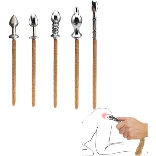5 size long tail whip Chain spanking flirting metal anal ball beads butt plug BDSM insert unisex sex toy for men women couple