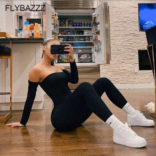Sexy Off Shoulder Bodycon Rompers Womens Jumpsuits Sports Long Sleeve Fitness Workout Running Yoga Sets Acitvewear Women Clothes