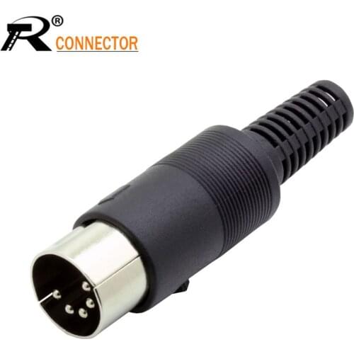10pcs Wire connector 5PIN DIN male Plug Cable adapter with black Plastic Handle