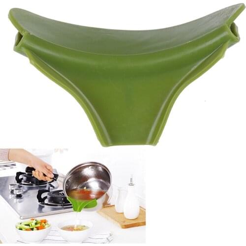 1 pcs Silicone Liquid Funnel Pots And Pans Rim Deflector Anti-spill Drain Spout Slip On Mess Kitchen Utensils Cooking Tool