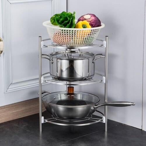 Pot Rack Organizers 5 3 2 Tiers Pots and Pans Organizer, Adjustable Pot Lid Holders & Pan Rack for Kitchen Counter Cabinet
